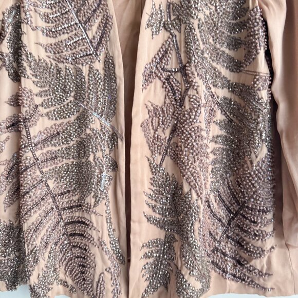 French Connection Nude Beige Pink Beaded open Front Blazer 10 - Picture 3 of 8